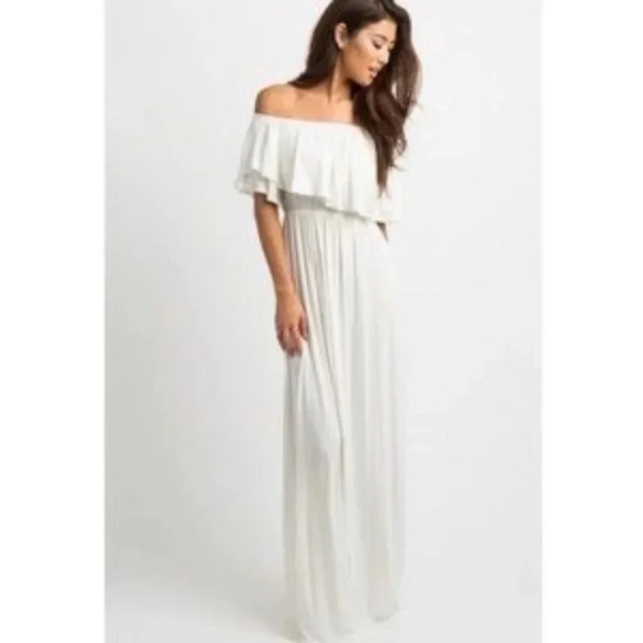 Pinkblush Dresses & Skirts - PinkBlush off the shoulder‎ ruffle maxi dress